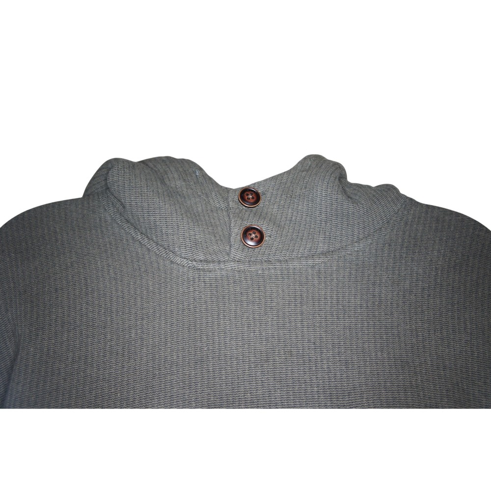 Billabong Hoodie Large Gray Waffle Knit Button Neck Pulover with Kangaroo Pocket - Picture 5 of 16